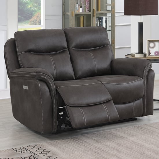 Product photograph of Chloe Fabric Electric Recliner 2 Seater Sofa In Grey from Furniture in Fashion