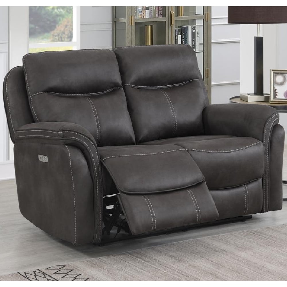 Chloe Fabric Electric Recliner 2 Seater Sofa In Grey