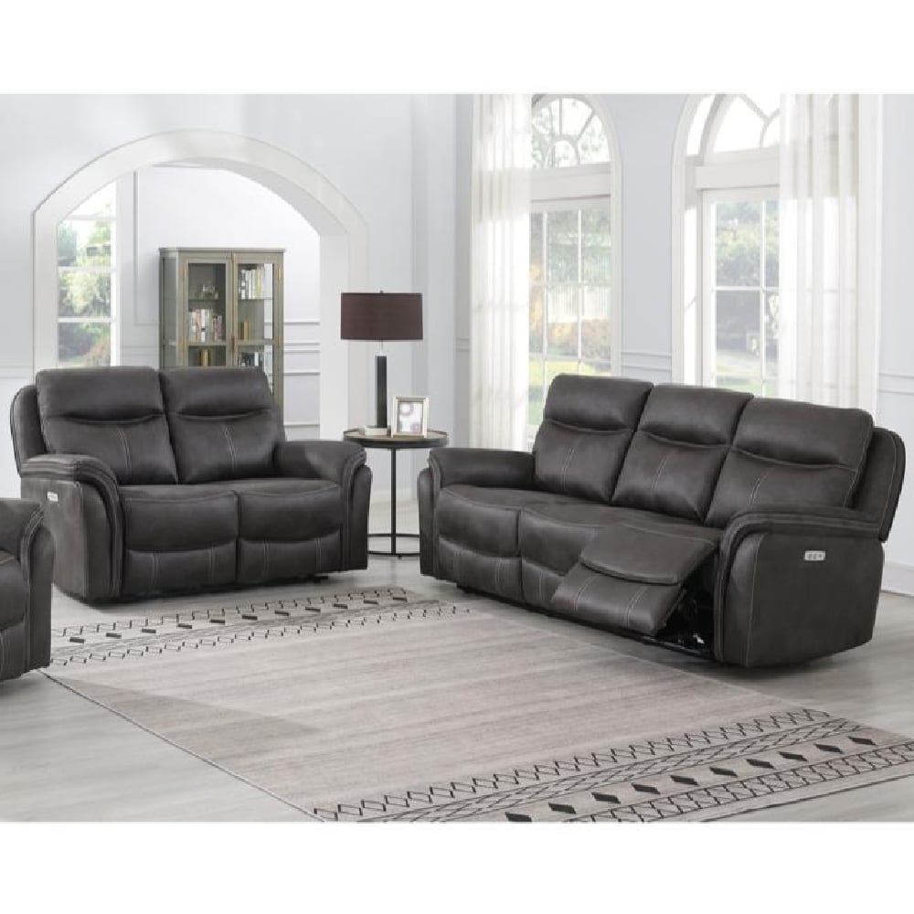 Chloe Fabric Electric Recliner 3+2 Seater Sofa Set In Grey