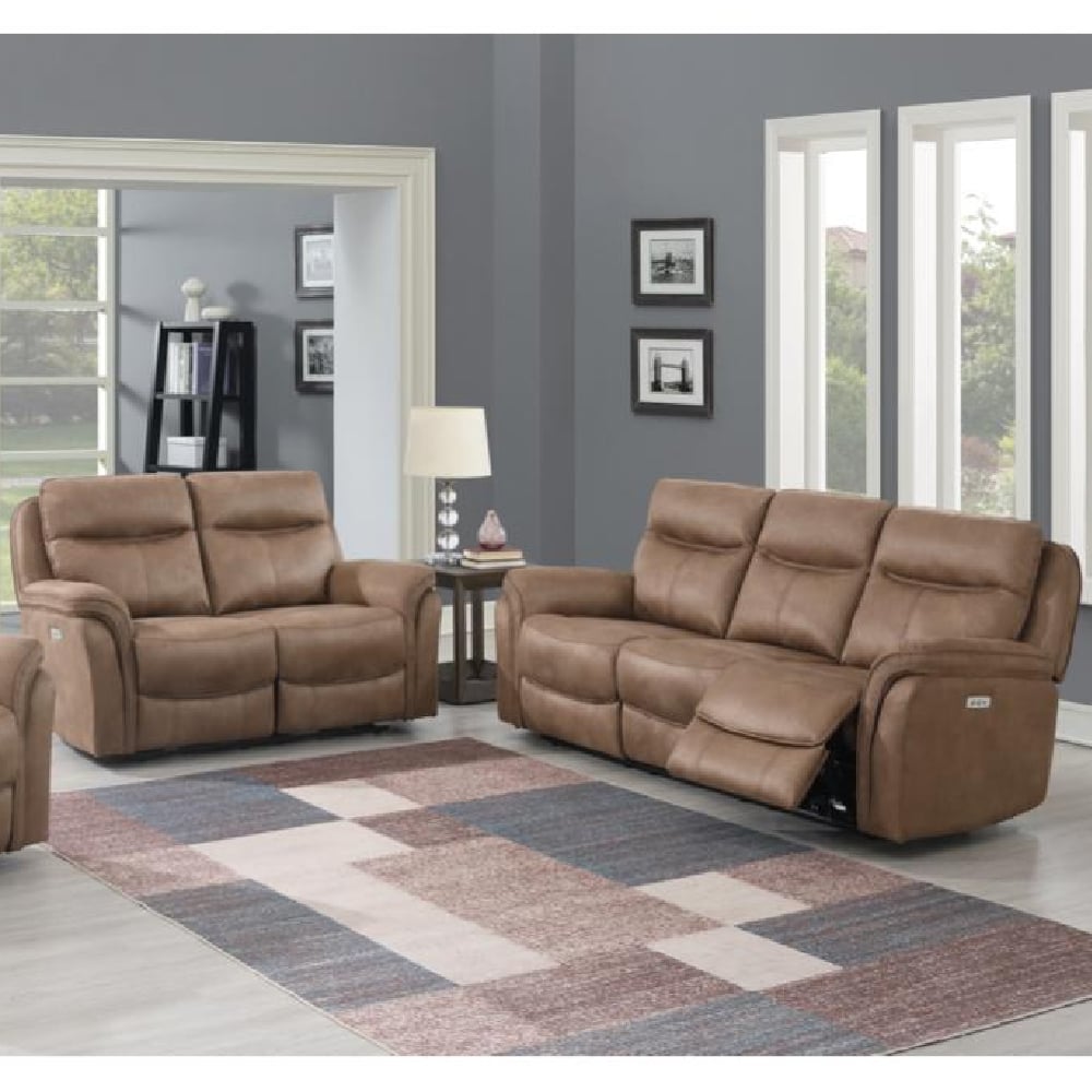 Chloe Fabric Electric Recliner 3+2 Seater Sofa Set In Sahara