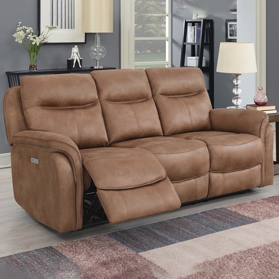 Read more about Chloe fabric electric recliner 3 seater sofa in sahara