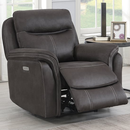 Product photograph of Chloe Fabric Electric Recliner Armchair In Grey from Furniture in Fashion