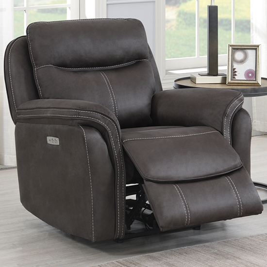 Product photograph of Chloe Fabric Electric Recliner Armchair In Grey from Furniture in Fashion