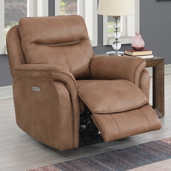 Product photograph of Chloe Fabric Electric Recliner Armchair In Sahara from Furniture in Fashion