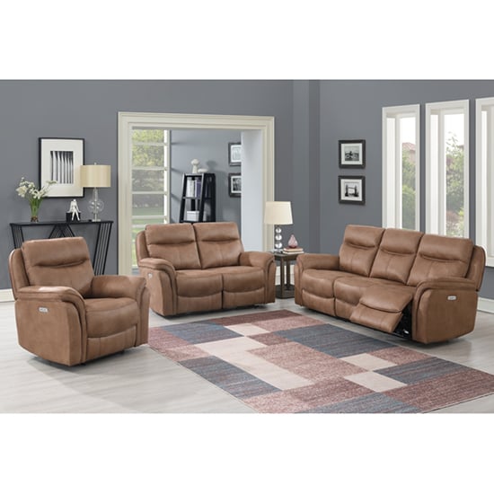 Product photograph of Chloe Fabric Electric Recliner Sofa Suite In Sahara from Furniture in Fashion