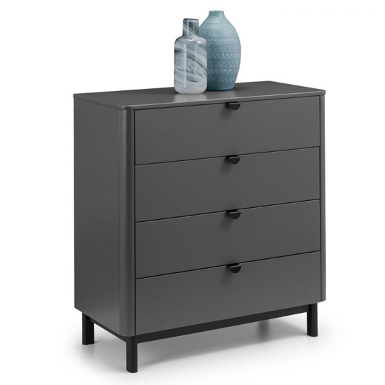 Cadhla Wooden Chest Of Drawers In Strom Grey With 4 Drawers