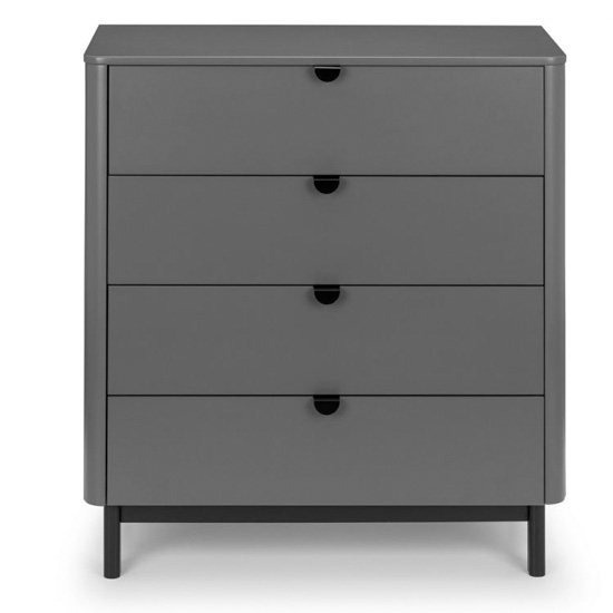 Cadhla Wooden Chest Of Drawers In Strom Grey With 4 Drawers