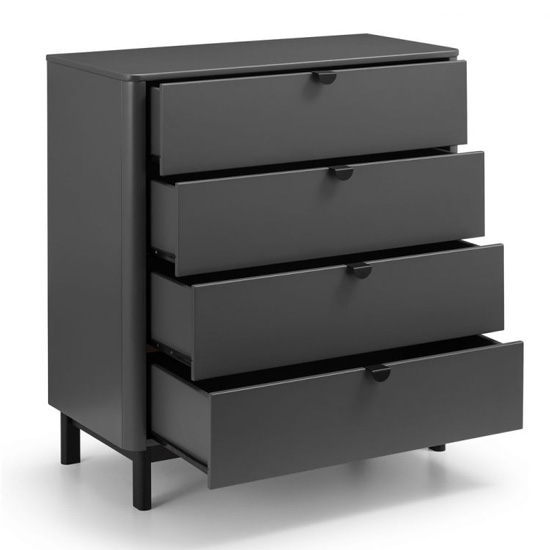 Cadhla Wooden Chest Of Drawers In Strom Grey With 4 Drawers