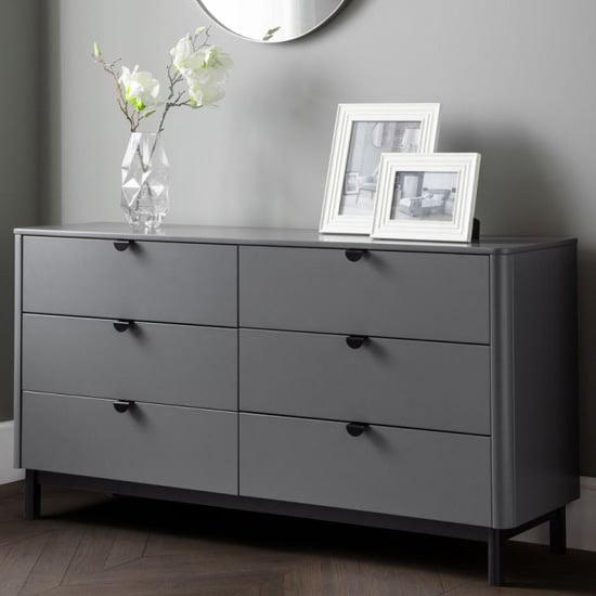 Read more about Cadhla wooden chest of drawers in strom grey with 6 drawers