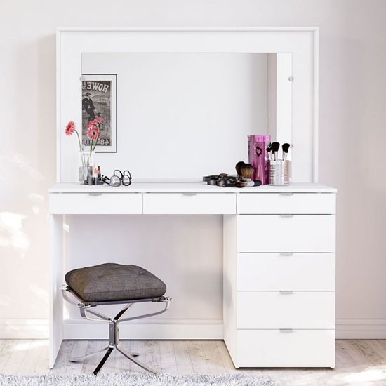 Photo of Chula wooden dressing table with mirror in white