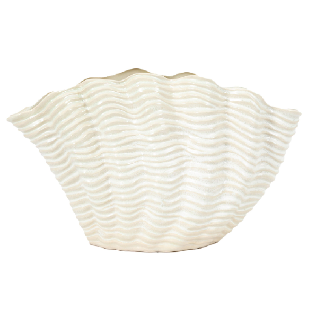 Choctaw Large Stoneware Seashell Vase In White