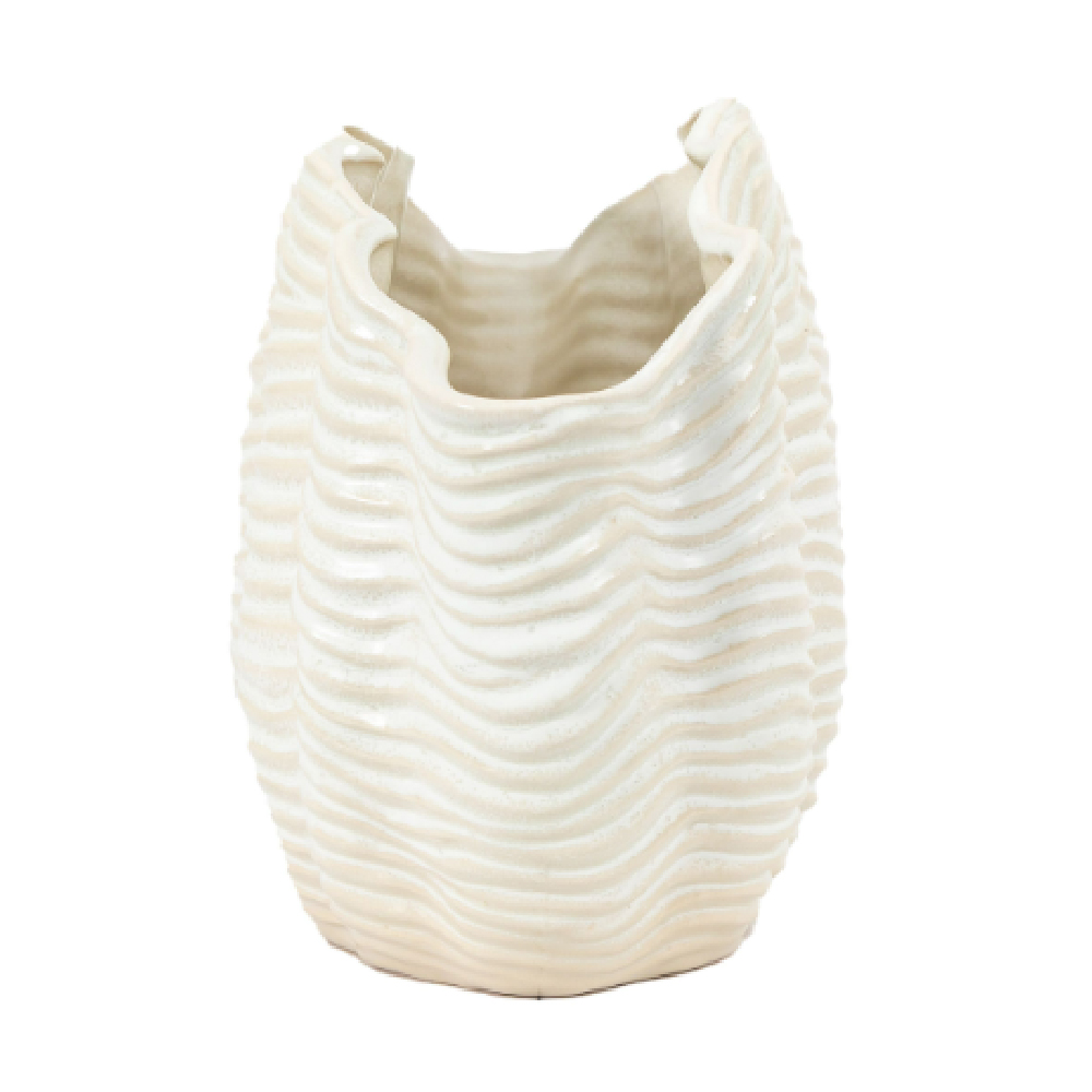 Choctaw Large Stoneware Seashell Vase In White