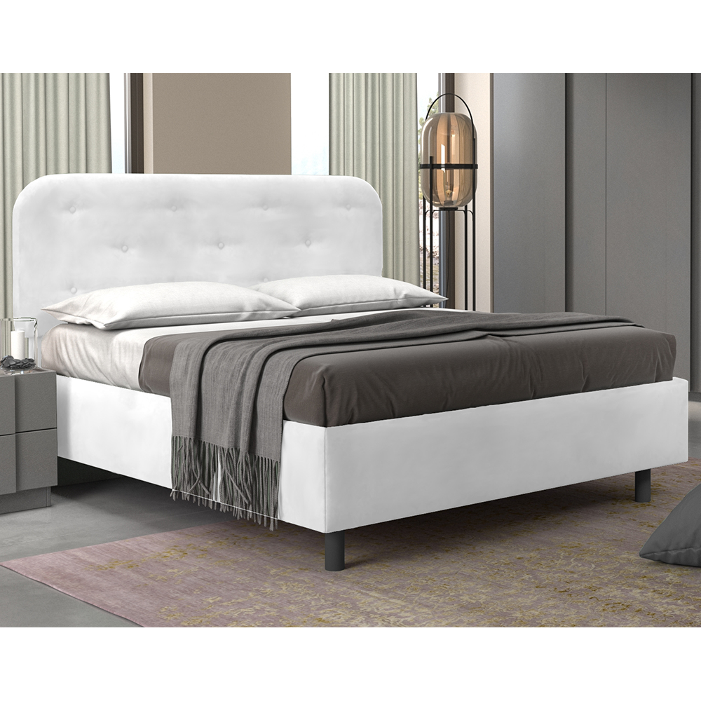 Product photograph of Choctaw Leather Small Double Bed In White from Furniture in Fashion