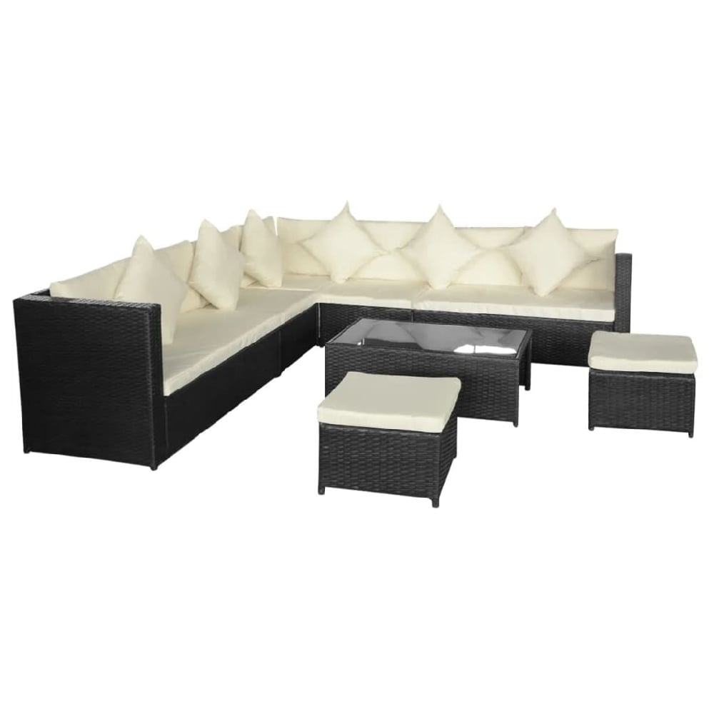 Product photograph of Choctaw Rattan Garden Lounger Set With Cushions In Cream Black from Furniture in Fashion