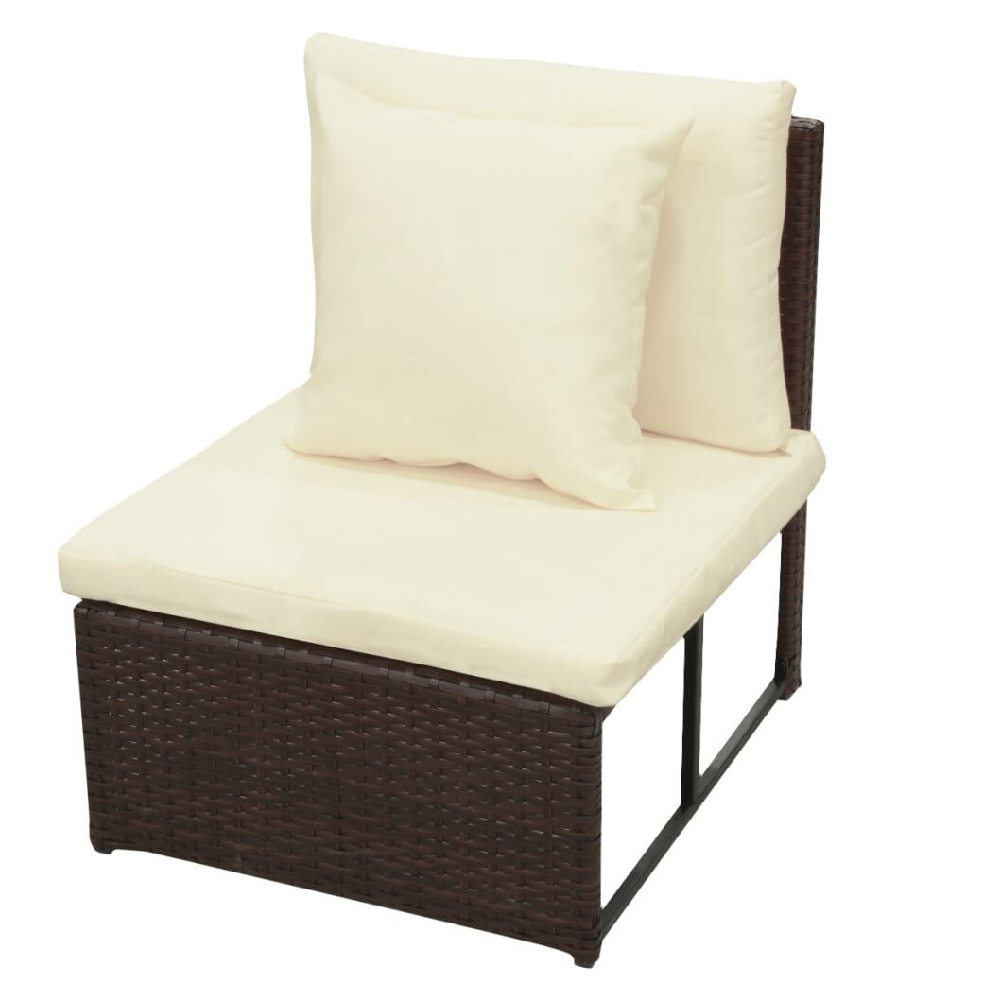 Choctaw Rattan Garden Lounger Set With Cushions In Cream Brown