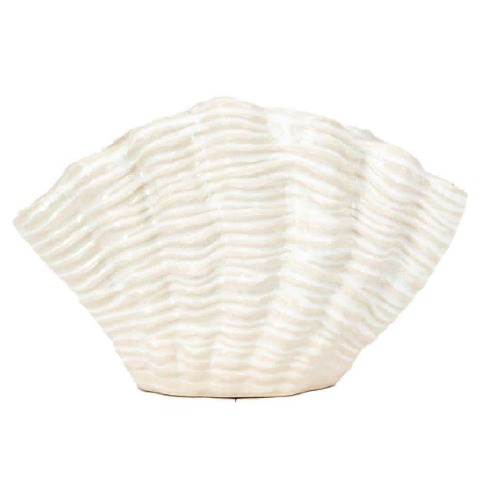 Choctaw Small Stoneware Seashell Vase In White