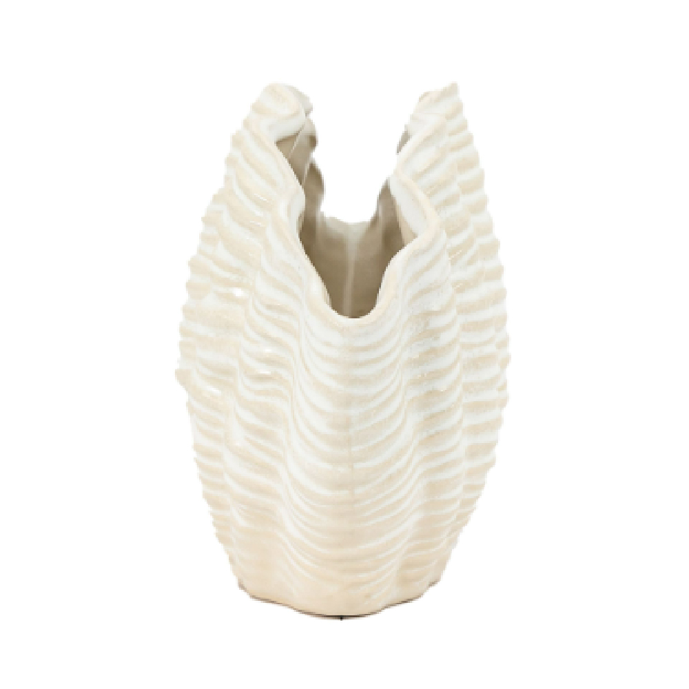 Choctaw Small Stoneware Seashell Vase In White