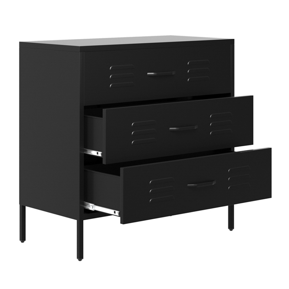 Choctaw Steel Chest Of 3 Drawers - Black