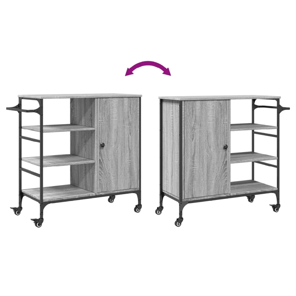 Choctaw Wooden Kitchen Trolley With 1 Door In Grey Sonoma