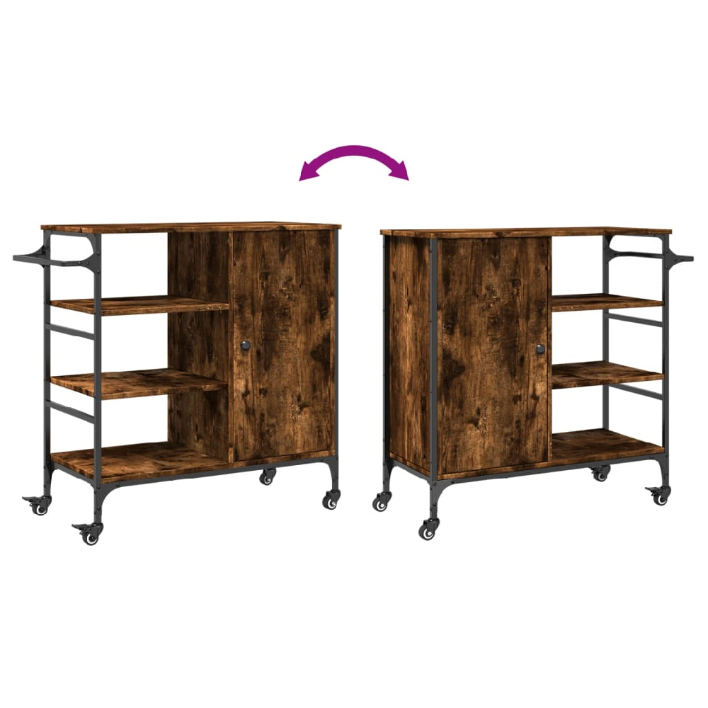 Choctaw Wooden Kitchen Trolley With 1 Door In Smoked Oak