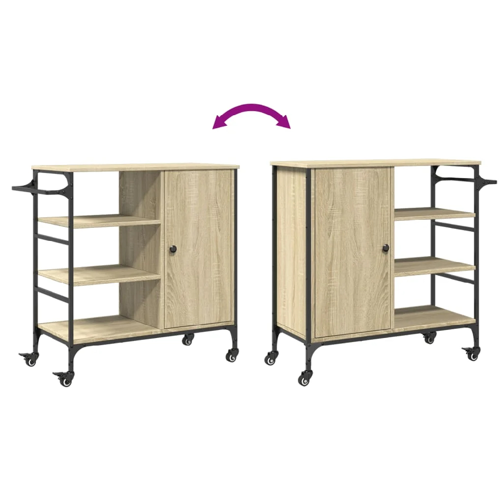 Choctaw Wooden Kitchen Trolley With 1 Door In Sonoma Oak