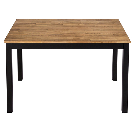 Chollerford Wooden Dining Table In Oiled Wood With Black Frame_2