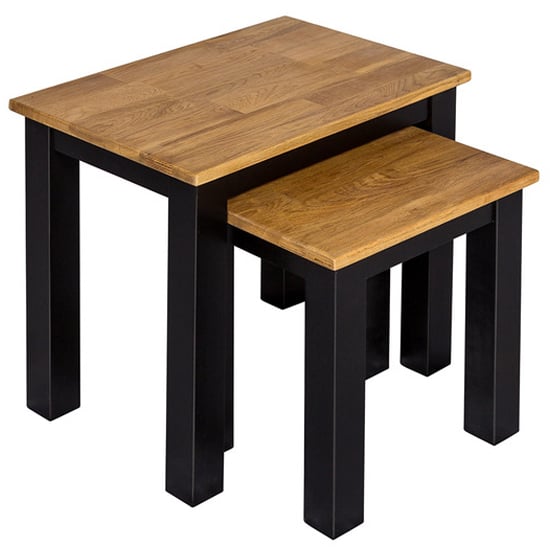 Product photograph of Chollerford Wooden Nest Of 2 Tables In Natural And Black from Furniture in Fashion