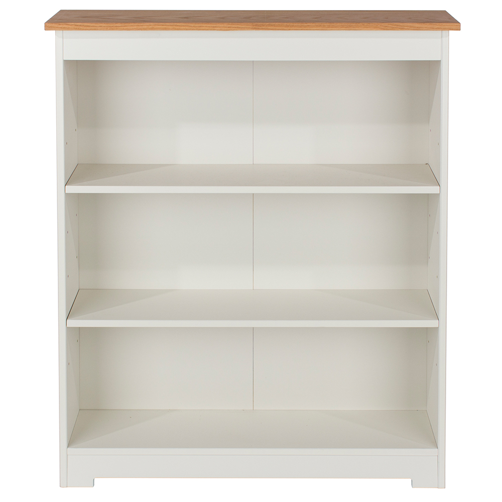 Chorley Wide Wooden Bookcase With 3 Shelves In White And Oak