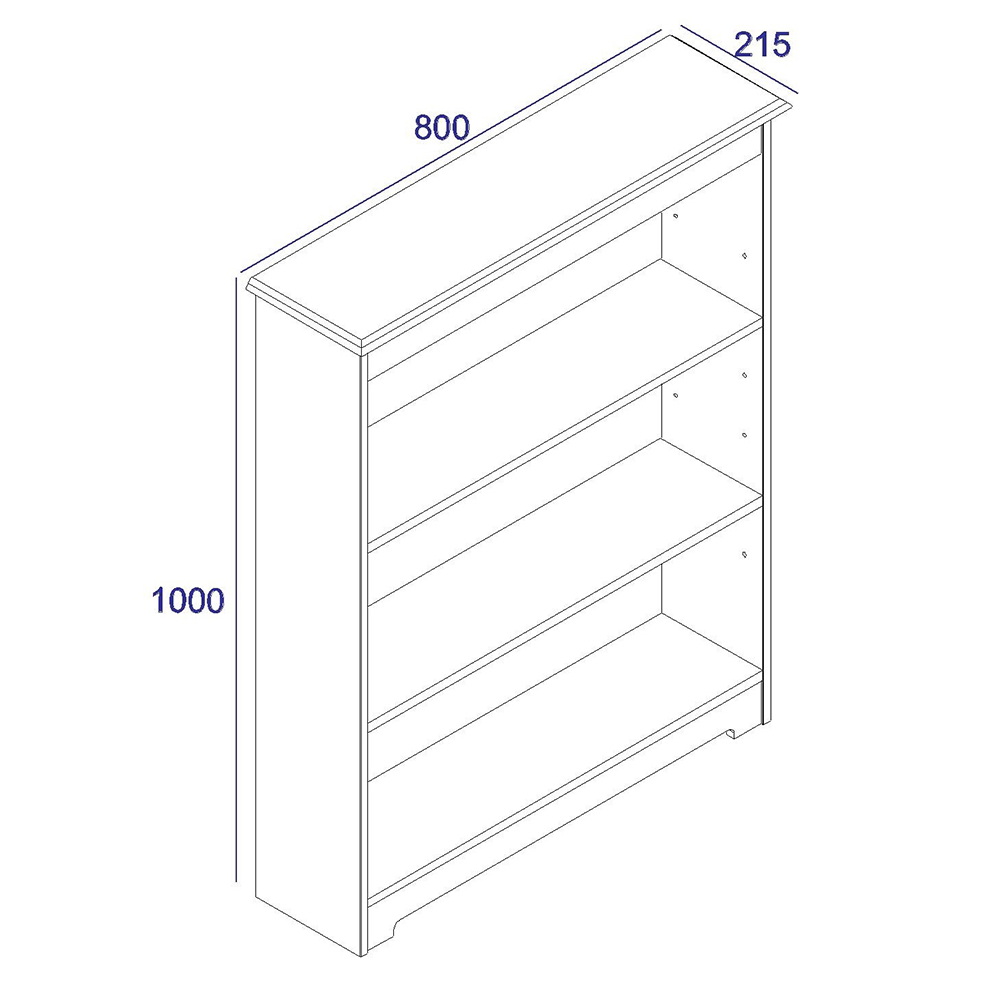 Chorley Wide Wooden Bookcase With 3 Shelves In White And Oak
