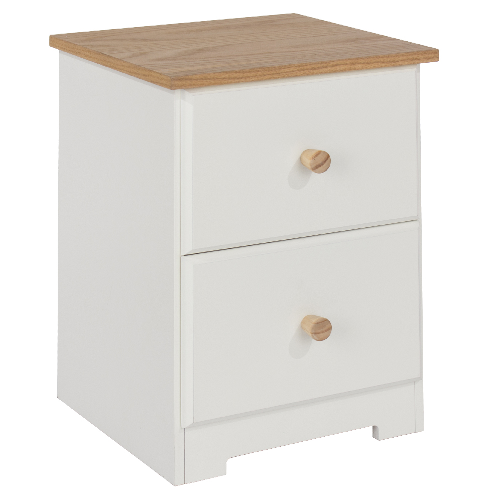 Chorley Wooden Bedside Cabinet With 2 Drawers In White And Oak
