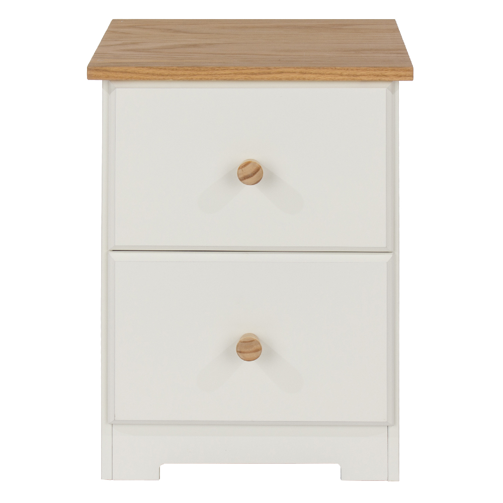 Chorley Wooden Bedside Cabinet With 2 Drawers In White And Oak