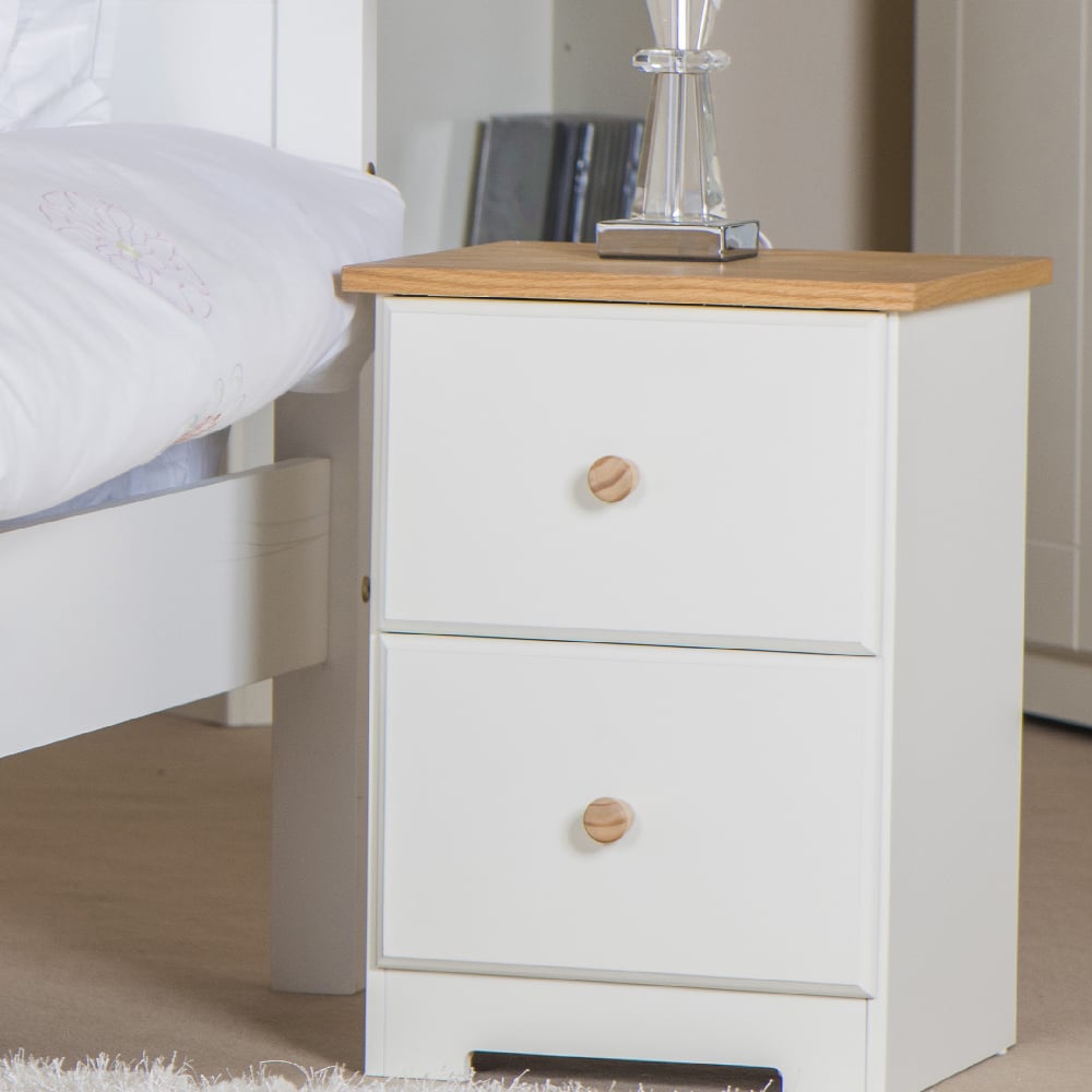 Read more about Chorley wooden bedside cabinet with 2 drawers in white and oak
