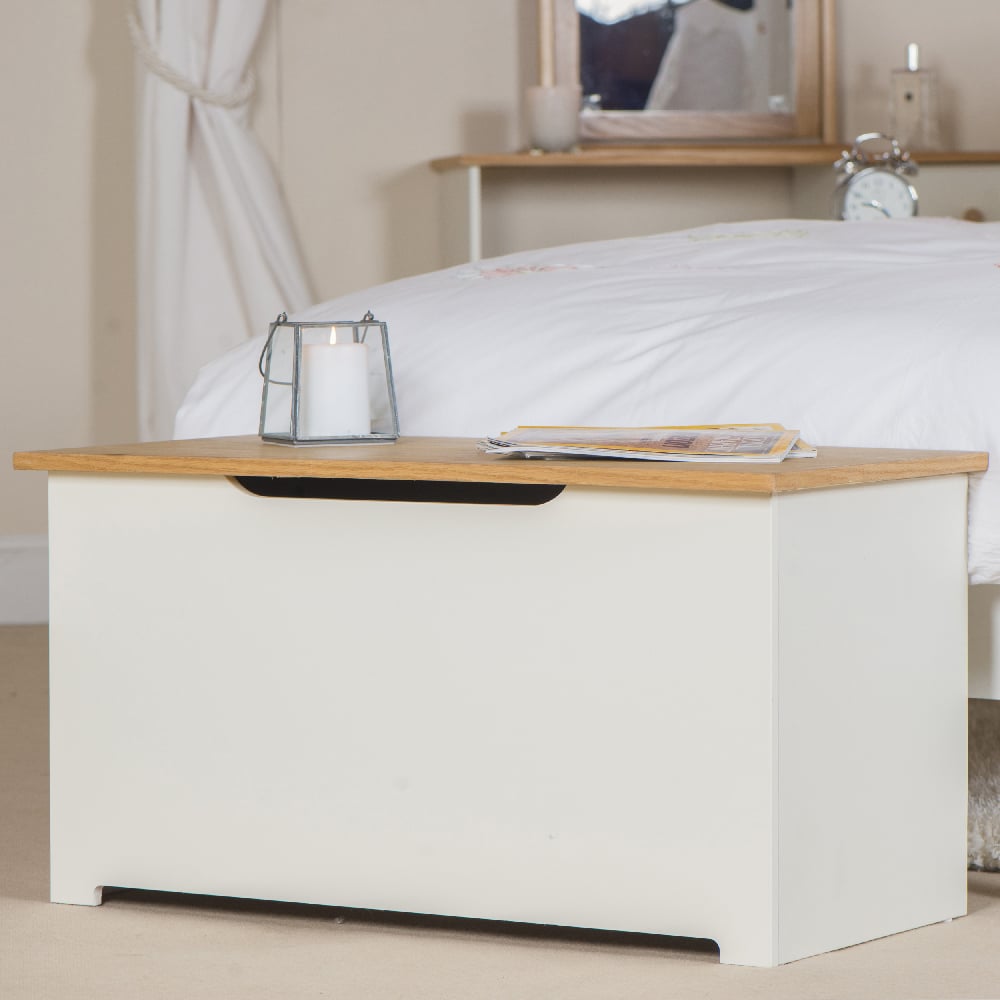 Read more about Chorley wooden blanket box in white and oak