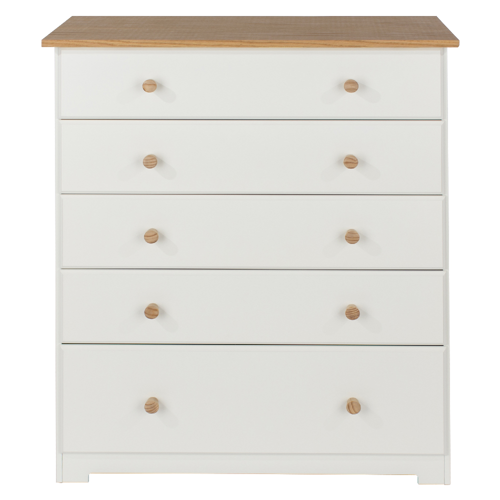 Chorley Wooden Chest Of 5 Drawers In White And Oak