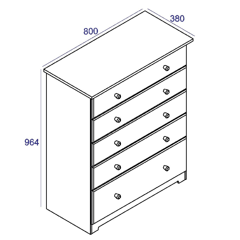 Chorley Wooden Chest Of 5 Drawers In White And Oak