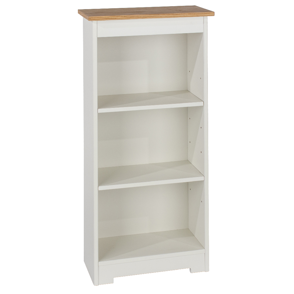 Read more about Chorley wooden narrow bookcase with 3 shelves in white and oak