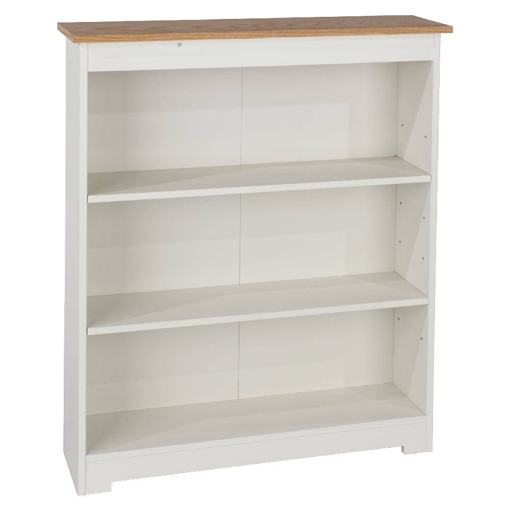 Read more about Chorley wooden wide bookcase with 3 shelves in white and oak