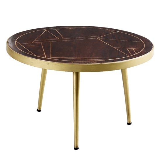 Product photograph of Chort Round Wooden Coffee Table In Dark Walnut from Furniture in Fashion