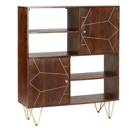 Chort Wooden Display Cabinet In Dark Walnut With 2 Doors