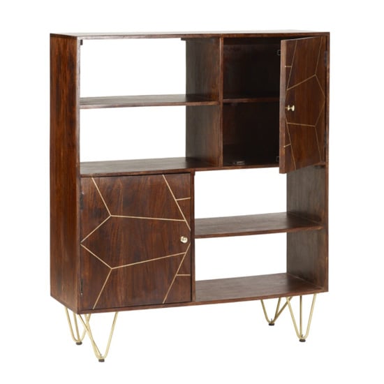 Chort Wooden Display Cabinet In Dark Walnut With 2 Doors
