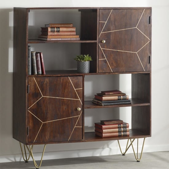 Chort Wooden Display Cabinet In Dark Walnut With 2 Doors