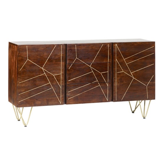Chort Wooden Sideboard In Dark Walnut With 2 Doors 3 Drawers