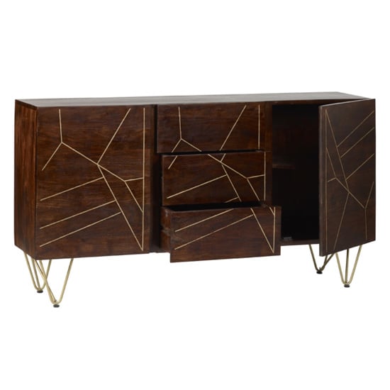 Chort Wooden Sideboard In Dark Walnut With 2 Doors 3 Drawers