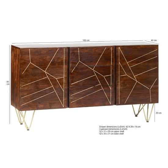 Chort Wooden Sideboard In Dark Walnut With 2 Doors 3 Drawers