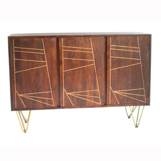 Product photograph of Chort Wooden Sideboard In Dark Walnut With 3 Doors from Furniture in Fashion