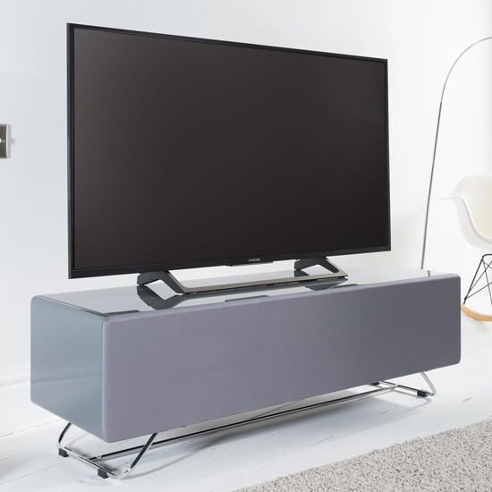 Photo of Chroma high gloss tv stand with steel frame in grey
