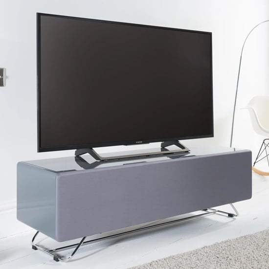 Read more about Chroma high gloss tv stand with steel frame in grey