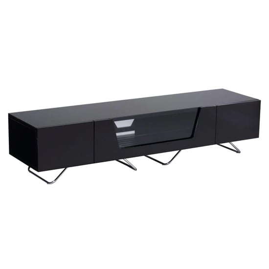 Chroma Large High Gloss TV Stand With Steel Frame In Black
