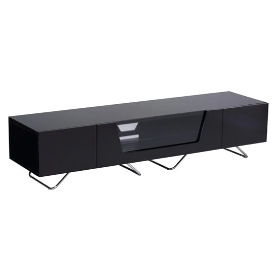 Photo of Chroma large high gloss tv stand with steel frame in black