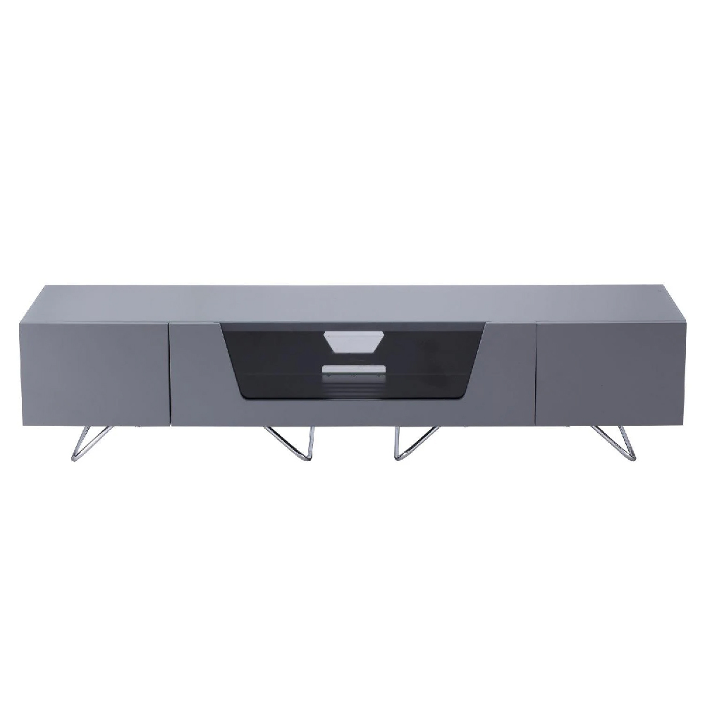 Chroma Large High Gloss TV Stand With Steel Frame In Grey